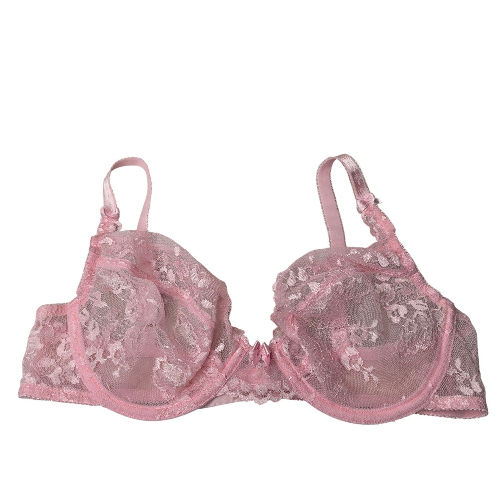 Victoria's Secret Bra Women 38C Pink Lace Unlined Underwire Floral 149620-V93